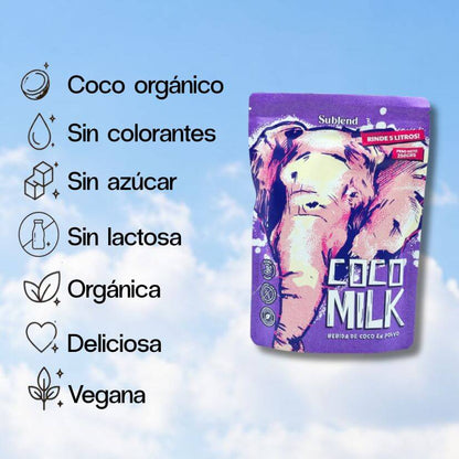 Coco milk en polvo 100% orgánica - Rinde 5 Litros [Leche de coco]