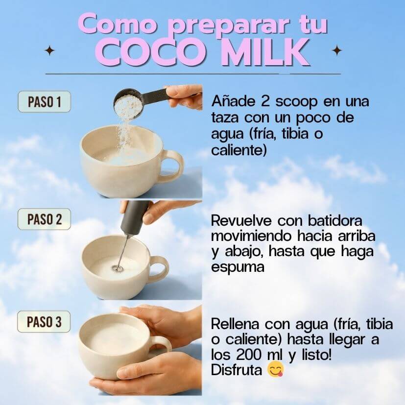Cómo preparar leche de coco en polvo Sublend en 3 pasos: agua, batidora y listo