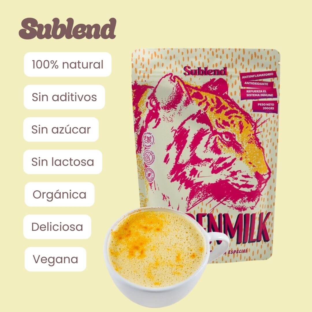 características golden milk en polvo marca sublend