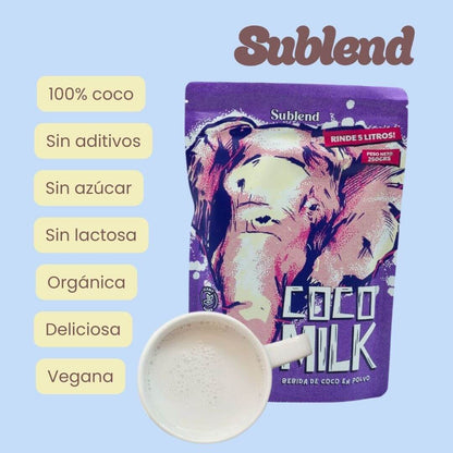 características leche de coco en polvo marca sublend