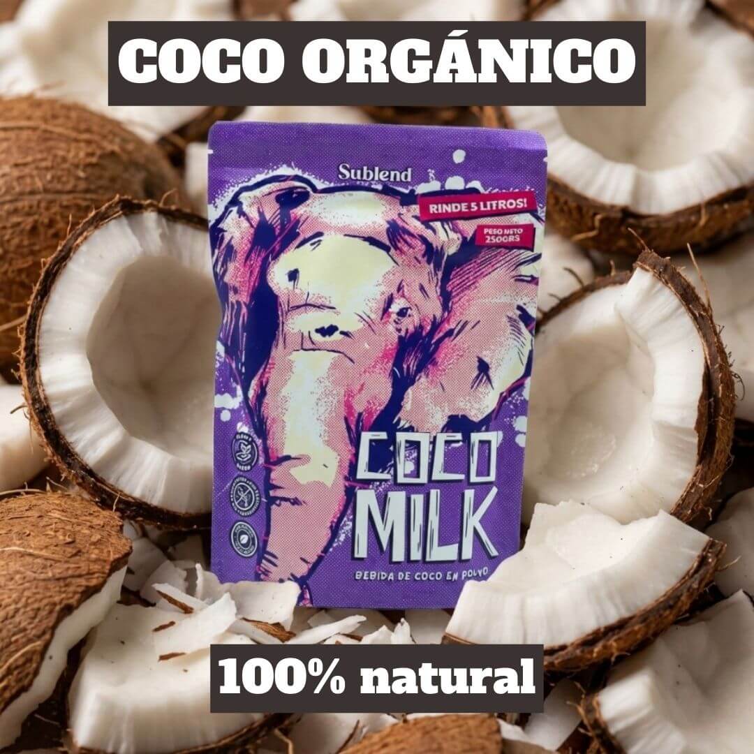 Coco milk en polvo 100% orgánica - Rinde 5 Litros [Leche de coco]