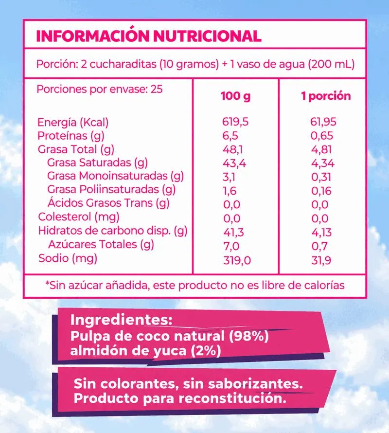 Leche de Coco en Polvo 100% Orgánica – Rinde 5 Litros | PREVENTA