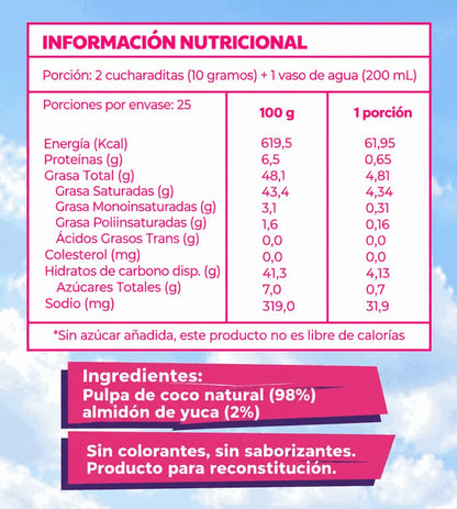 Leche de Coco en Polvo 100% Orgánica – Rinde 5 Litros | PREVENTA