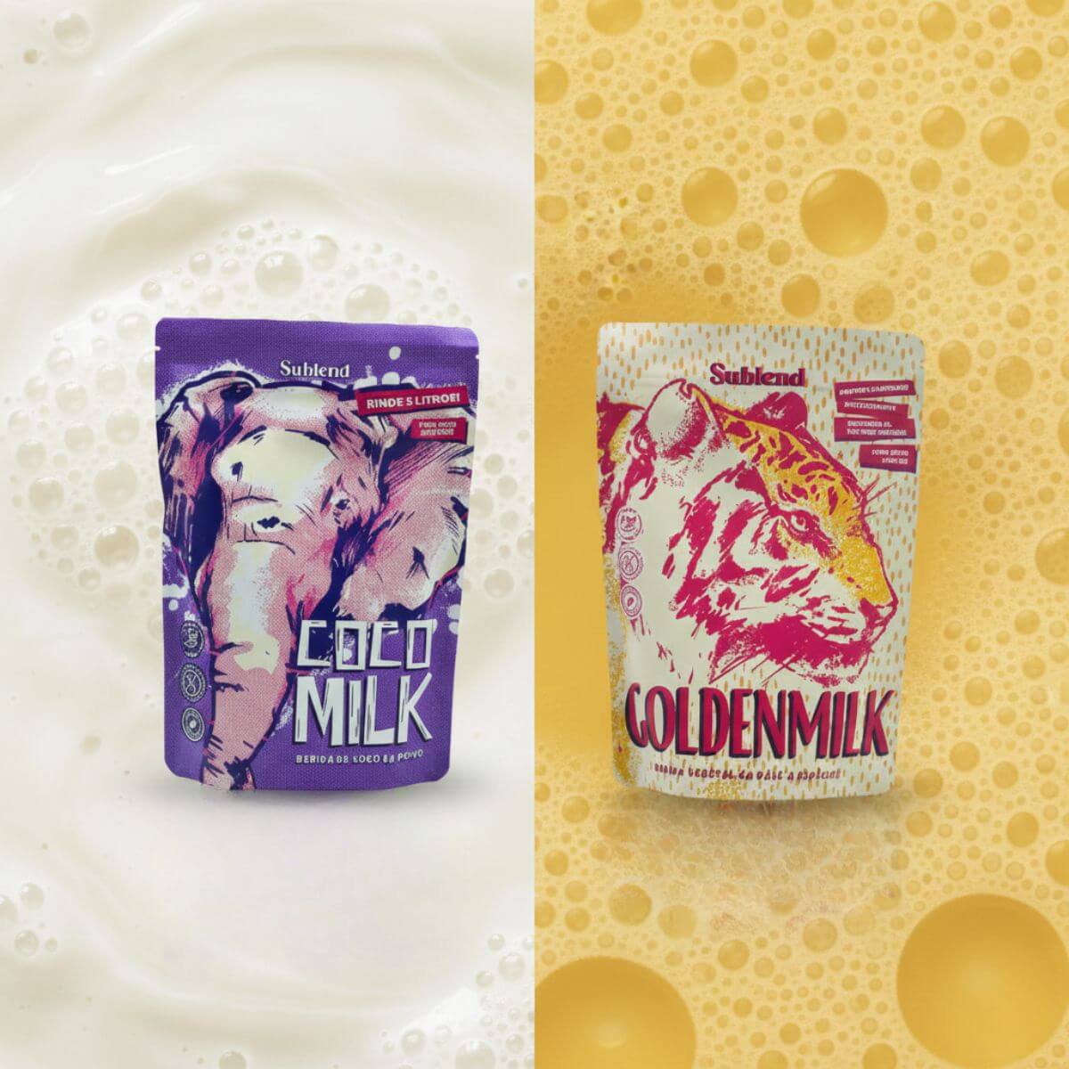 pack orgánico golden milk y leche de coco en polvo Sublend rinde 10 litros