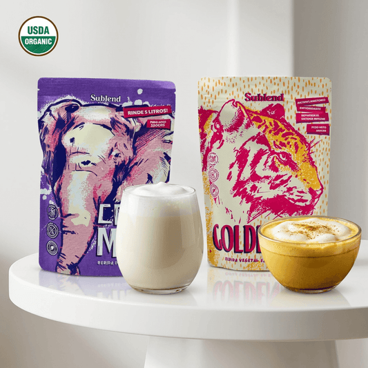 Golden Milk + Leche de coco en polvo 100% orgánicas - Cada una rinde 5 Litros